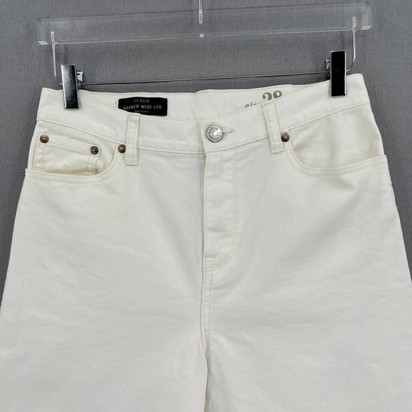 J. CREW Jeans Womens 28 White Rayner Wide Leg Cropped Denim Stretch - Picture 6 of 14